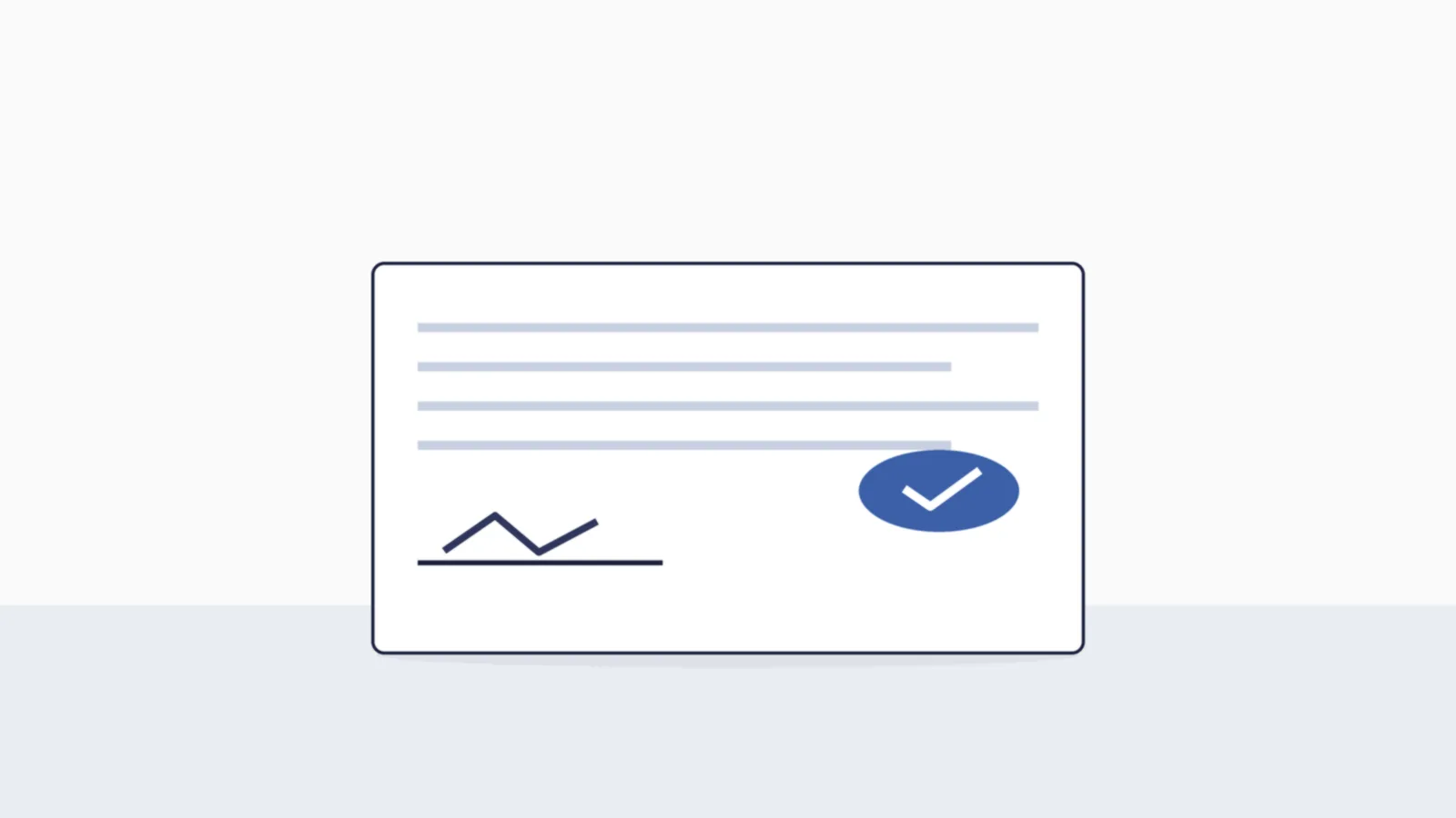 Illustration af et underskrevet dokument med et blåt flueben, symbol på en aftale med kreditor